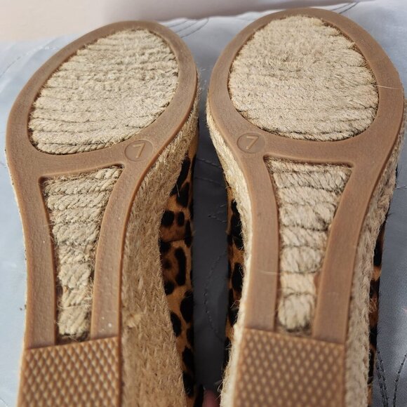 J.Crew Designer Leopard Print Calf Hair Wedge Espadrille Heels US 7 - Picture 10 of 12